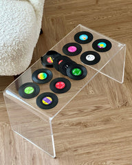 12 Vinyl Record Coasters + Holder