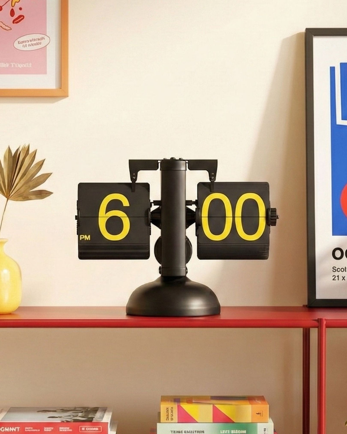 Black X Yellow 12H Desktop Clock