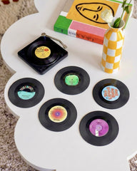 Six Vinyl Coasters + Record Holder