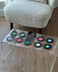 12 Vinyl Record Coasters + Holder