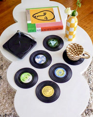 Six Vinyl Coasters + Record Holder