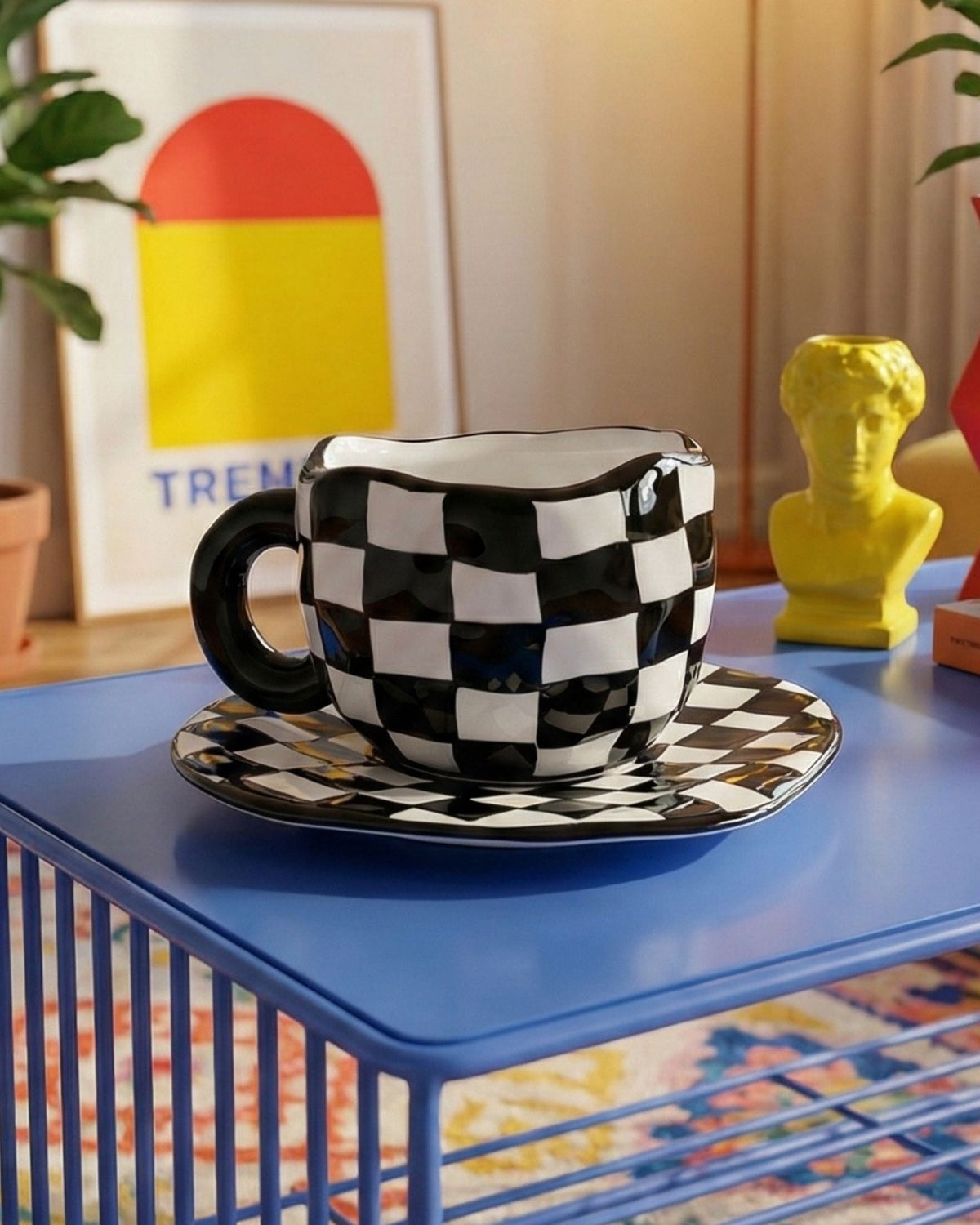 Black X White Checkers Mug