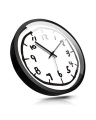 Side profile of the Doodle Art Clock showing the black synthetic polyester double frame and 2mm permable glass.